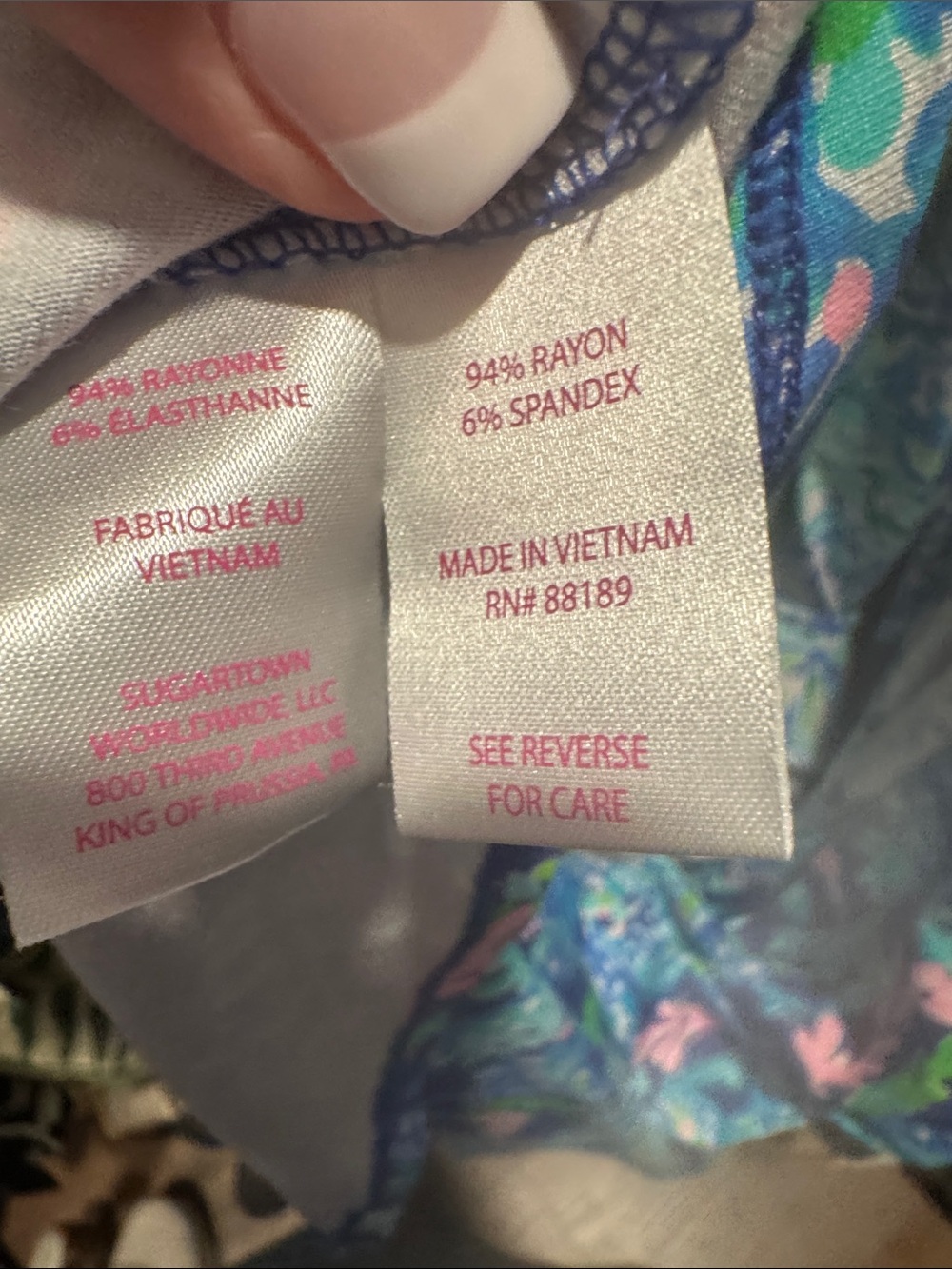 NWT Lilly Pulitzer Navy Dress with Pink and Teal Tropical Print - Picture 5 of 6